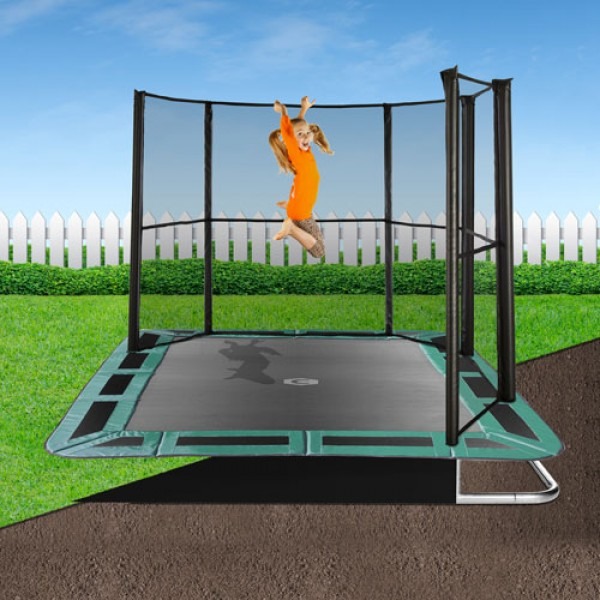 10ft Rectangular Capital In-Ground Trampoline Kit 10ft x 6ft - Green - Image 3