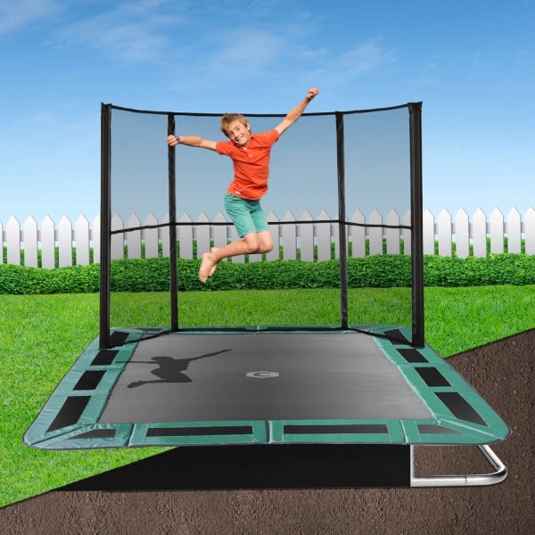Rectangular In-Ground Trampoline Kit 14ft x 10ft - Green