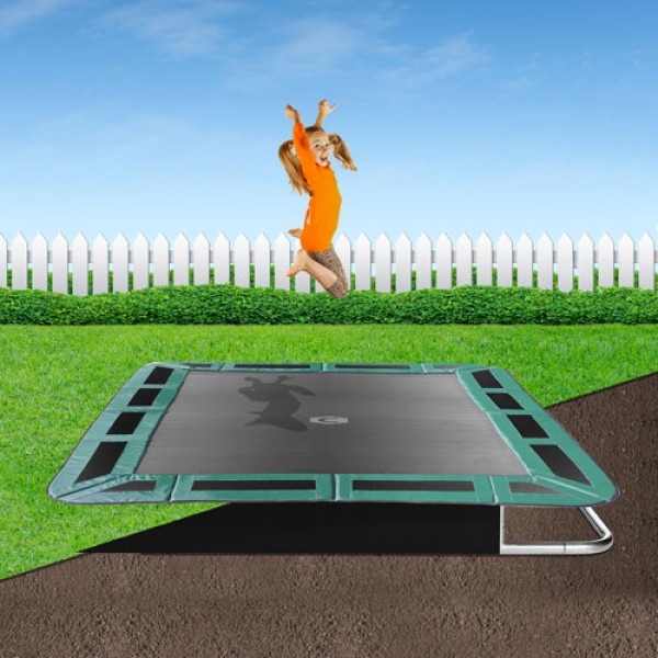 10ft Rectangular Capital In-Ground Trampoline Kit 10ft x 6ft - Green - Image 2