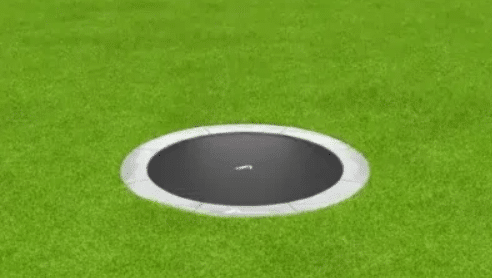 14ft Round Akrobat In-Ground Trampoline - Gray Pad with Black Jump Mat