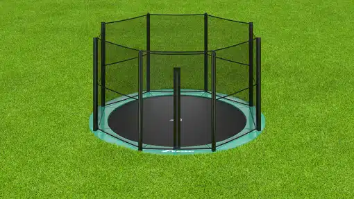 14ft Round Akrobat In-Ground Trampoline - Green Pad with Black Jump Mat - Image 2