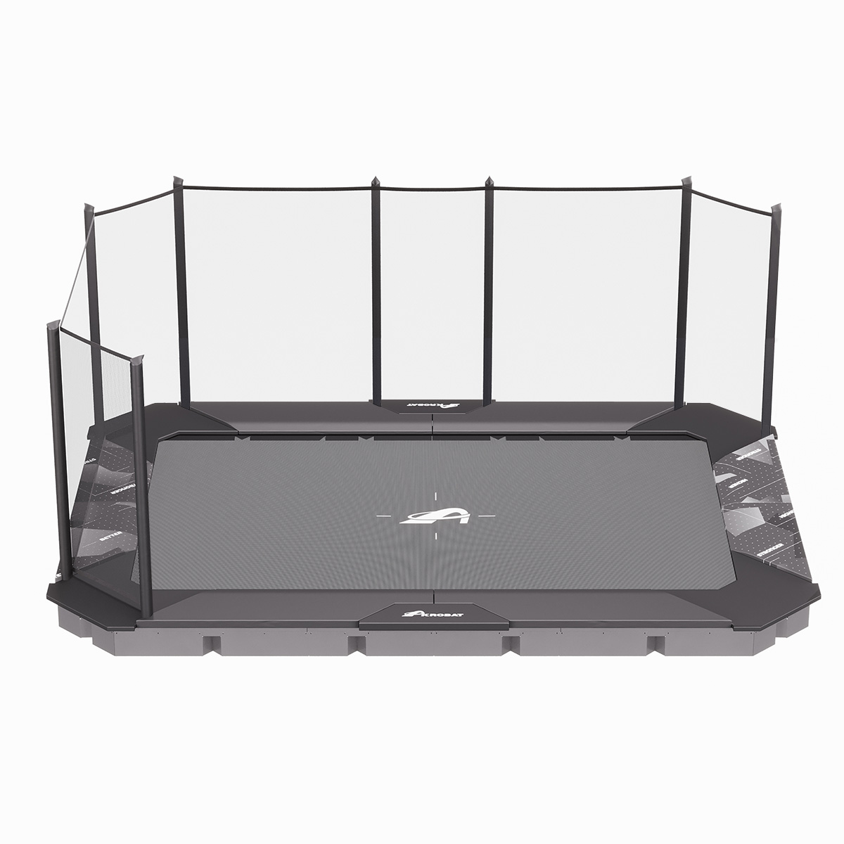 17ft x 12ft XCITYX Largest In-Ground Trampoline – Akrobat – Printed Gray Pad and Black Jump Mat - Image 2
