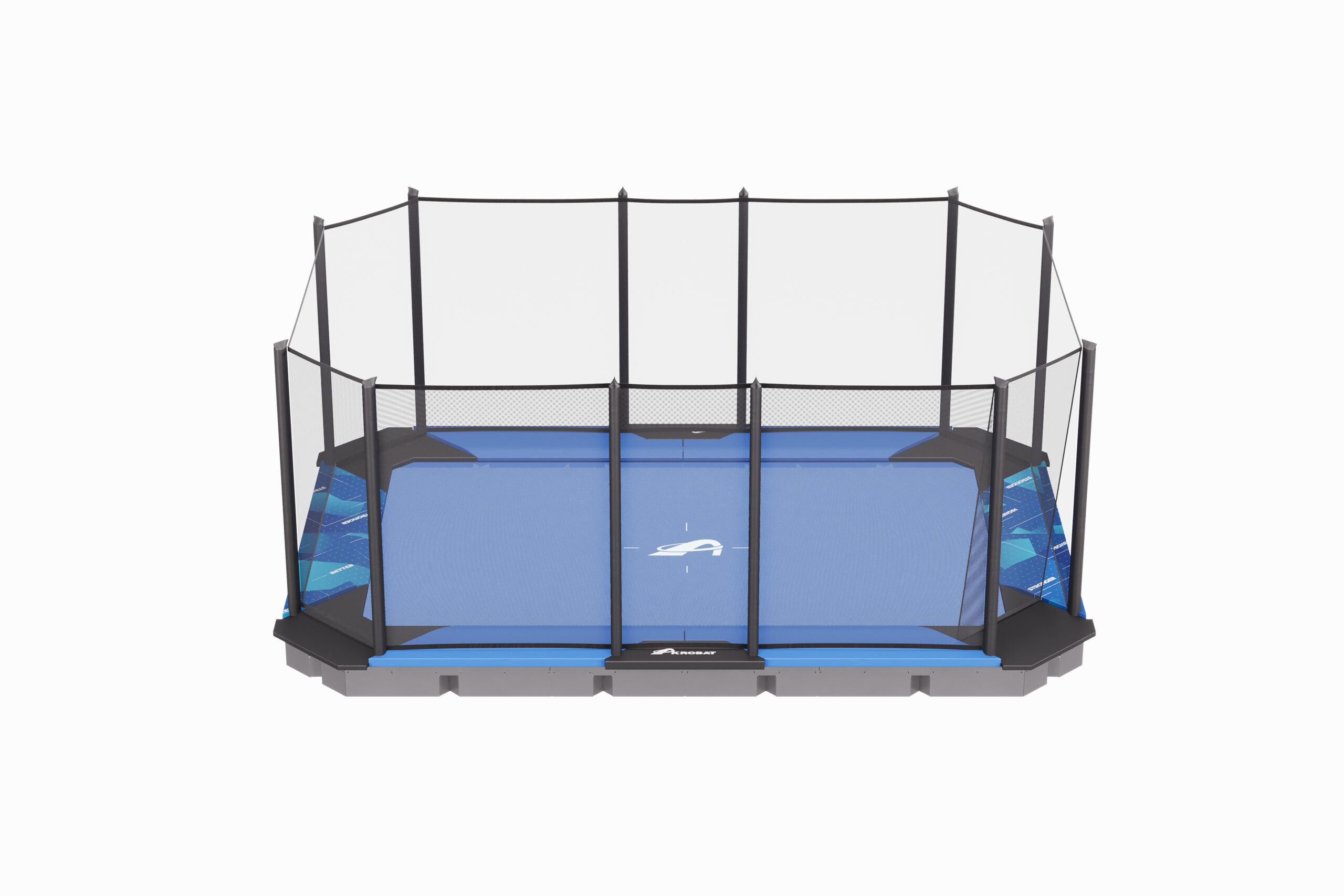 17ft x 12ft XCITYX Largest In-Ground Trampoline – Akrobat – Printed Blue Pad and Blue Jump Mat - Image 4