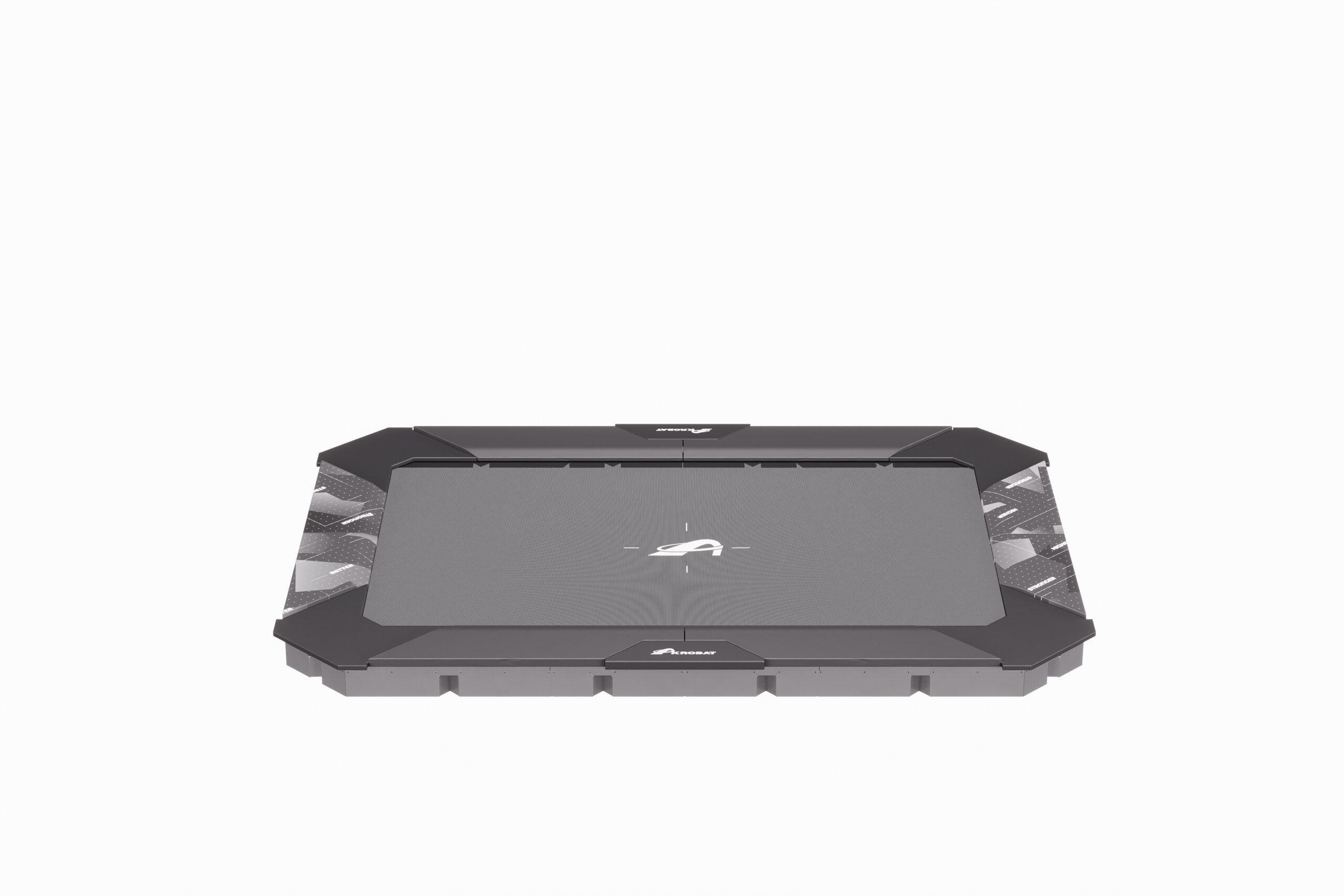 17ft x 12ft XCITYX Largest In-Ground Trampoline – Akrobat – Printed Gray Pad and Black Jump Mat