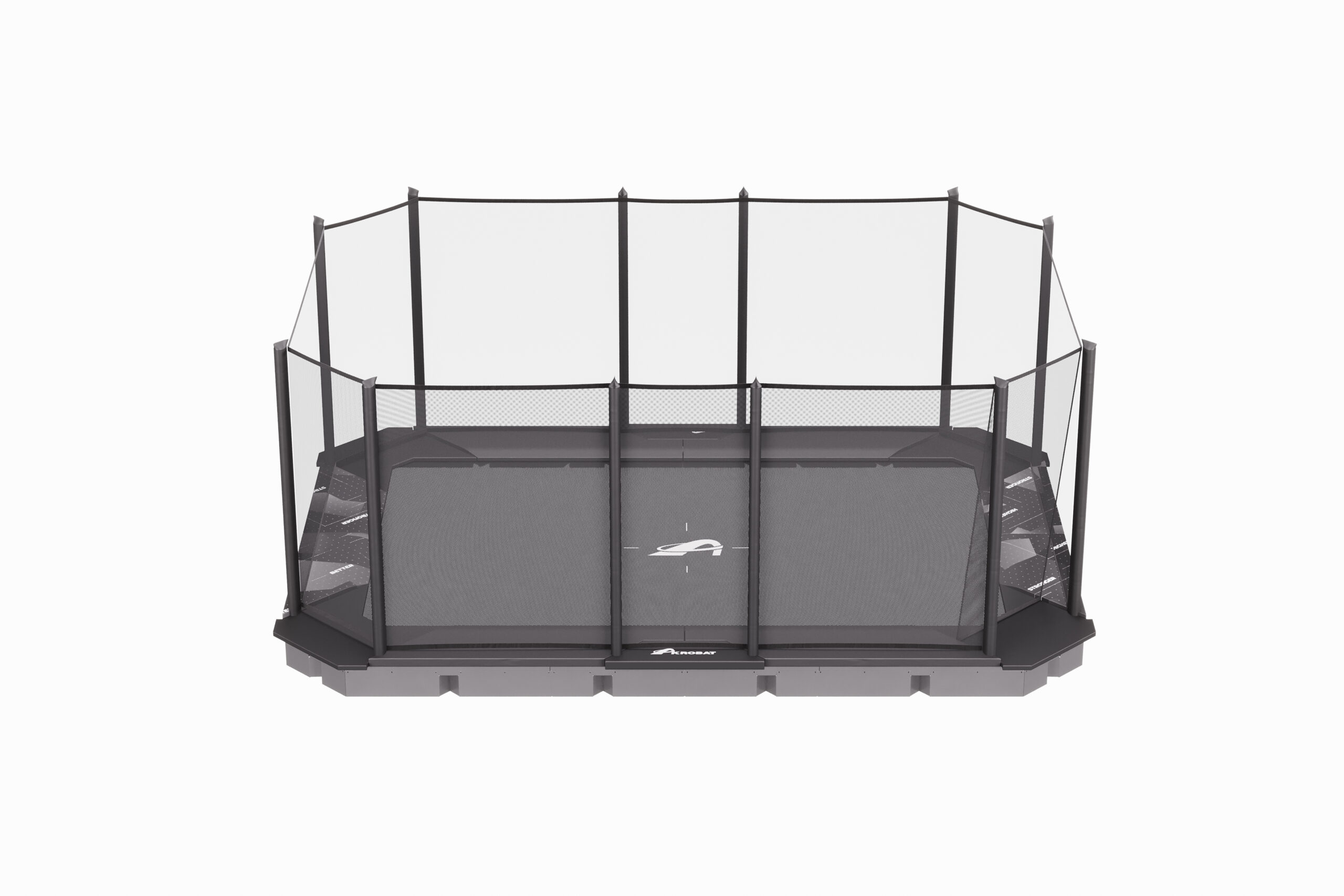 17ft x 12ft XCITYX Largest In-Ground Trampoline – Akrobat – Printed Gray Pad and Black Jump Mat - Image 5