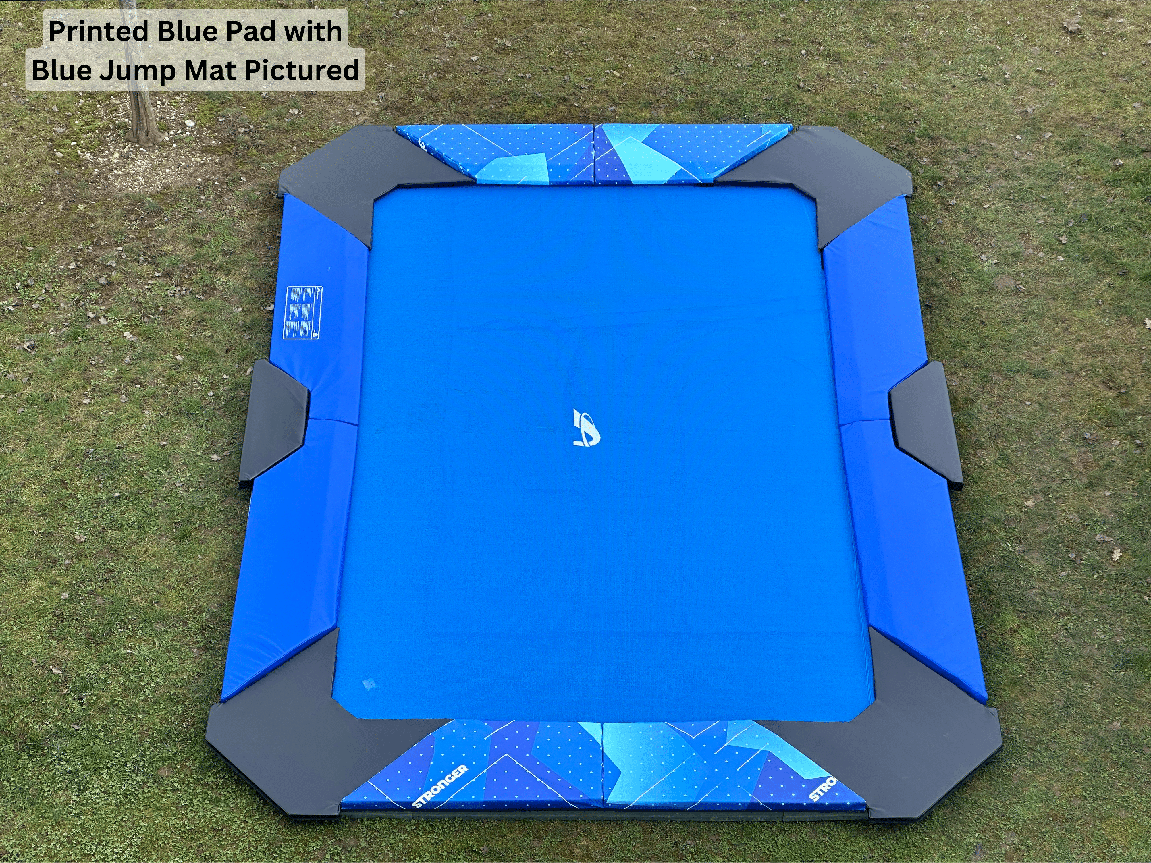 17ft x 12ft XCITYX Largest In-Ground Trampoline – Akrobat – Printed Blue Pad and Blue Jump Mat - Image 3